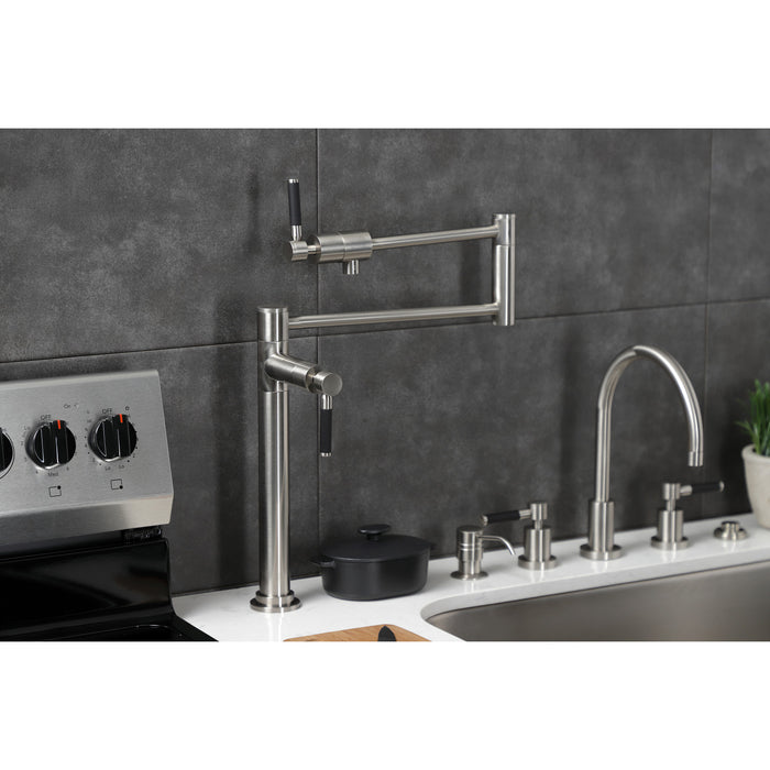 Kaiser KS4708DKL Single-Hole Deck Mount Pot Filler, Brushed Nickel