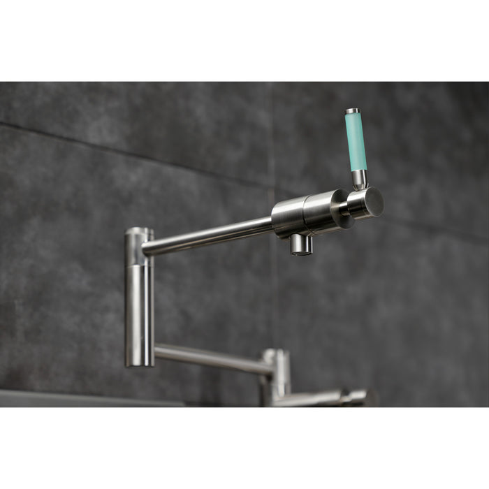 Kaiser KS4708DKL Single-Hole Deck Mount Pot Filler, Brushed Nickel