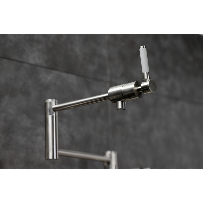 Kaiser KS4708DKL Single-Hole Deck Mount Pot Filler, Brushed Nickel