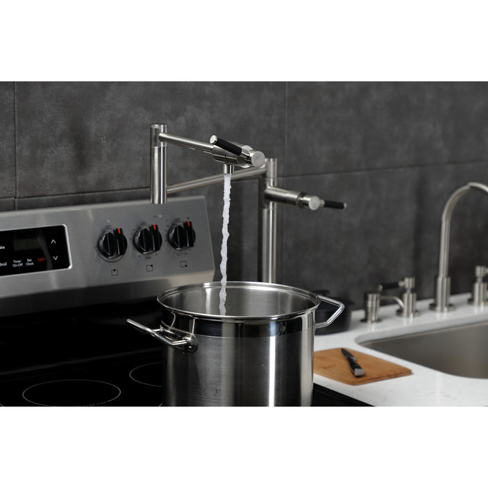 Kaiser KS4708DKL Single-Hole Deck Mount Pot Filler, Brushed Nickel