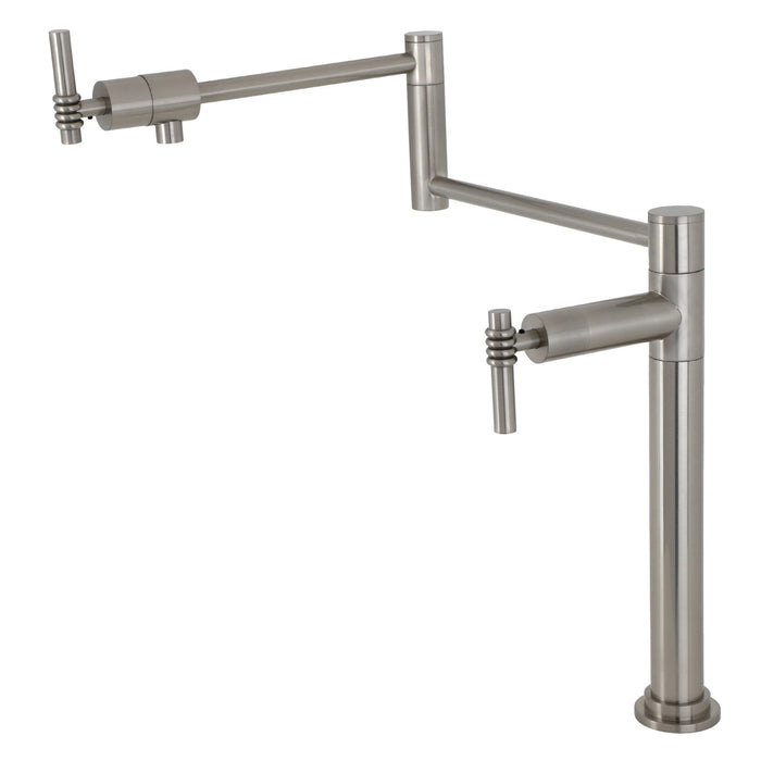 Milano KS4708ML Single-Hole Deck Mount Pot Filler, Brushed Nickel