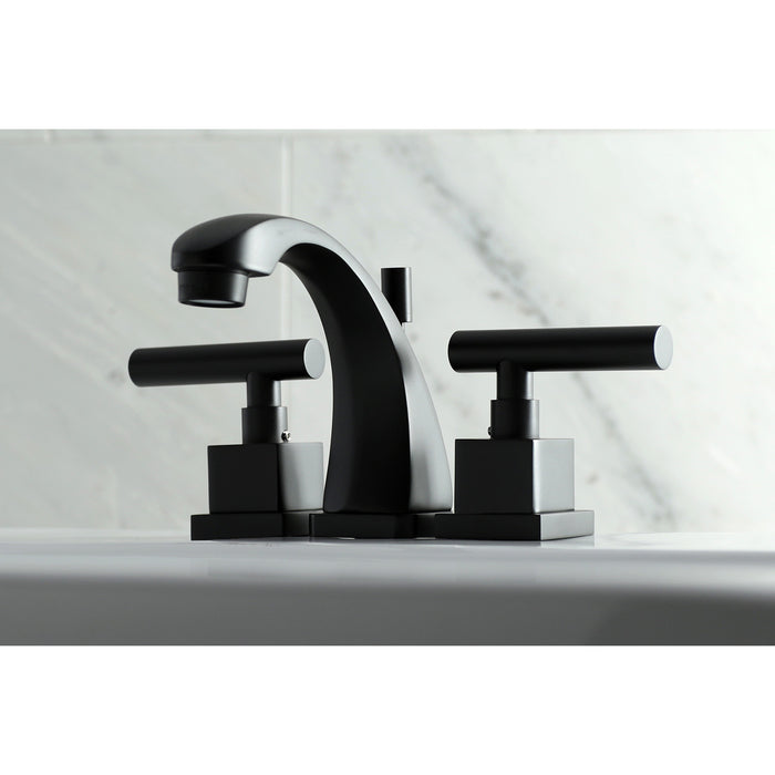 Claremont KS4940CQL Two-Handle 3-Hole Deck Mount Widespread Bathroom Faucet with Brass Pop-Up Drain, Matte Black