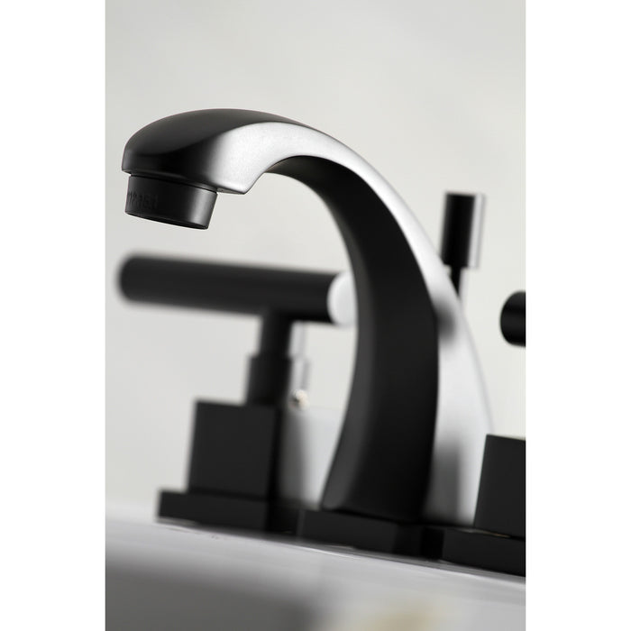 Claremont KS4940CQL Two-Handle 3-Hole Deck Mount Widespread Bathroom Faucet with Brass Pop-Up Drain, Matte Black