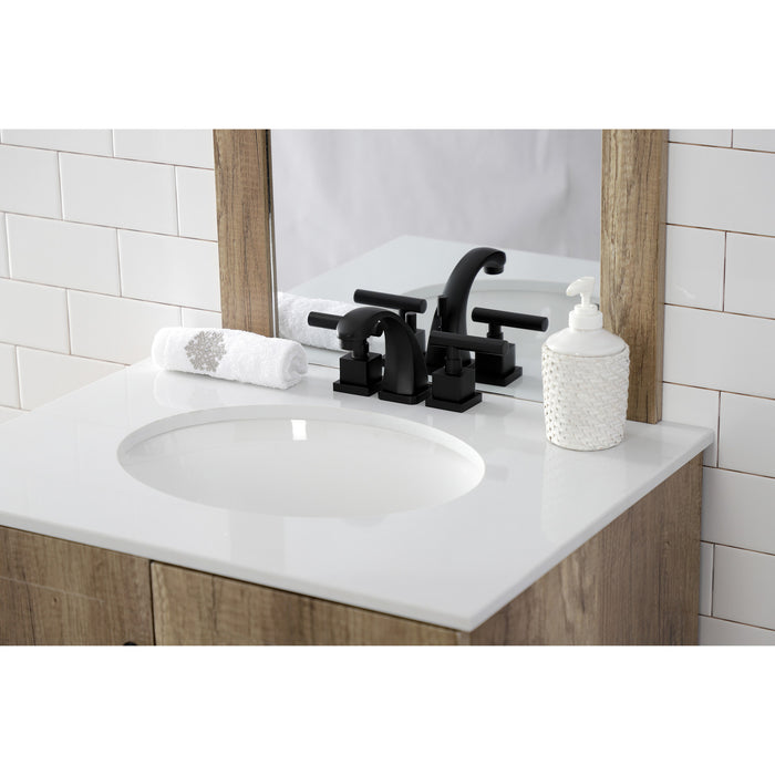 Claremont KS4940CQL Two-Handle 3-Hole Deck Mount Widespread Bathroom Faucet with Brass Pop-Up Drain, Matte Black