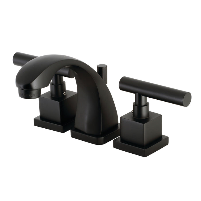 Claremont KS4940CQL Two-Handle 3-Hole Deck Mount Widespread Bathroom Faucet with Brass Pop-Up Drain, Matte Black