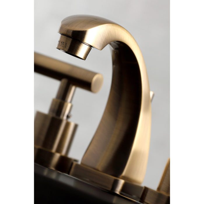 Manhattan KS4943CML Two-Handle 3-Hole Deck Mount Widespread Bathroom Faucet with Brass Pop-Up Drain, Antique Brass