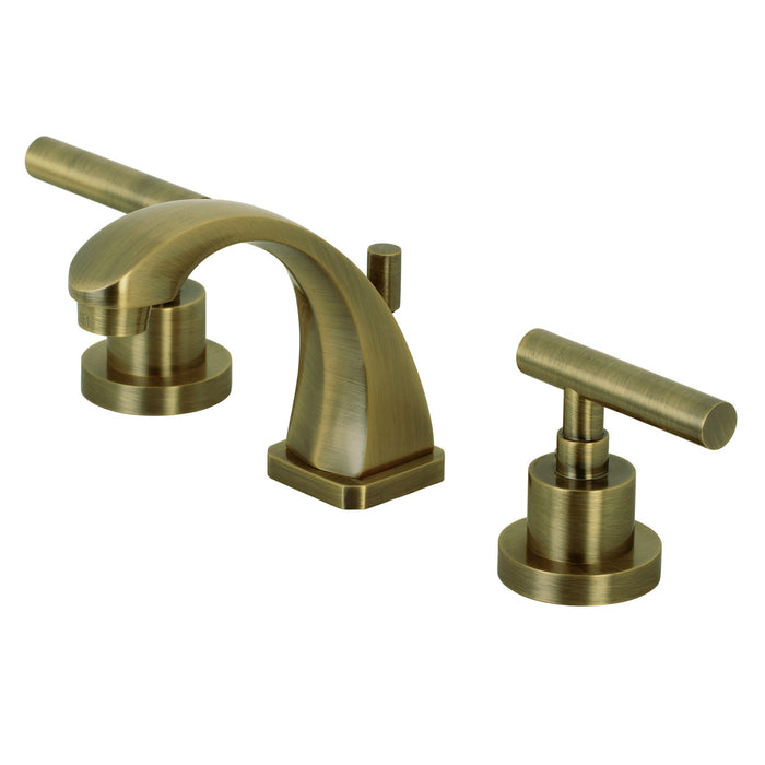 Manhattan KS4943CML Two-Handle 3-Hole Deck Mount Widespread Bathroom Faucet with Brass Pop-Up Drain, Antique Brass