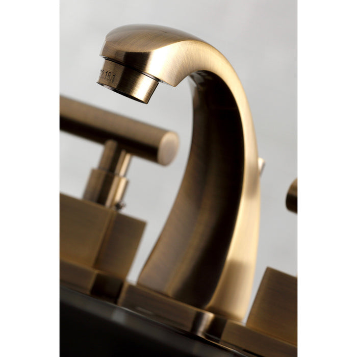 Claremont KS4943CQL Two-Handle 3-Hole Deck Mount Widespread Bathroom Faucet with Brass Pop-Up Drain, Antique Brass