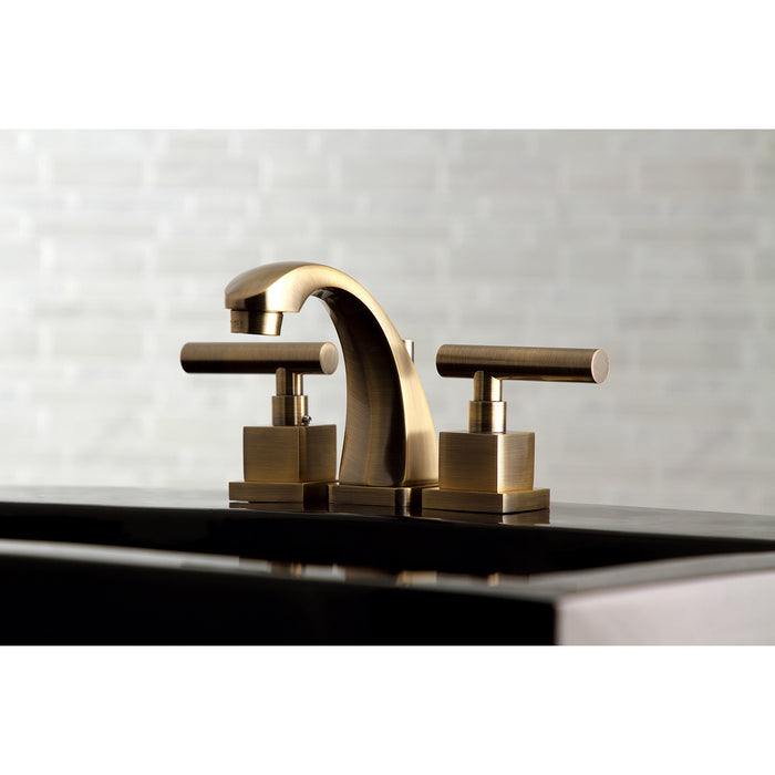 Claremont KS4943CQL Two-Handle 3-Hole Deck Mount Widespread Bathroom Faucet with Brass Pop-Up Drain, Antique Brass