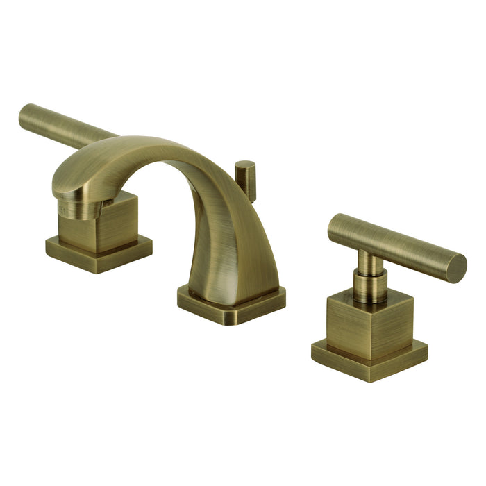 Claremont KS4943CQL Two-Handle 3-Hole Deck Mount Widespread Bathroom Faucet with Brass Pop-Up Drain, Antique Brass