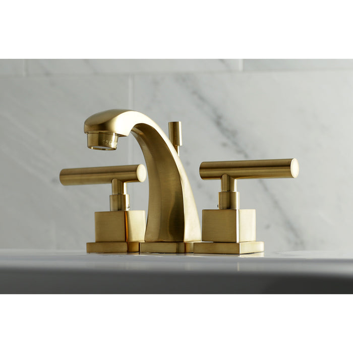 Claremont KS4947CQL Two-Handle 3-Hole Deck Mount Widespread Bathroom Faucet with Brass Pop-Up Drain, Brushed Brass