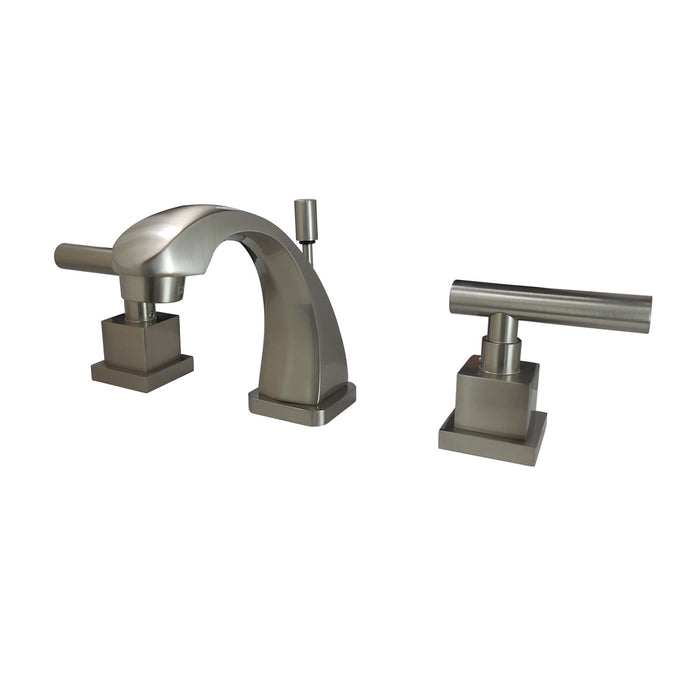 Claremont KS4948CQL Two-Handle 3-Hole Deck Mount Widespread Bathroom Faucet with Brass Pop-Up Drain, Brushed Nickel