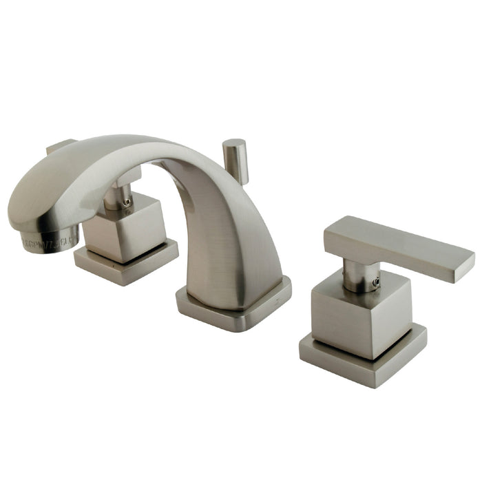 Executive KS4948QLL Two-Handle 3-Hole Deck Mount Widespread Bathroom Faucet with Brass Pop-Up Drain, Brushed Nickel