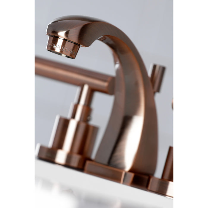 Manhattan KS494CMLAC Two-Handle 3-Hole Deck Mount Widespread Bathroom Faucet with Brass Pop-Up Drain, Antique Copper