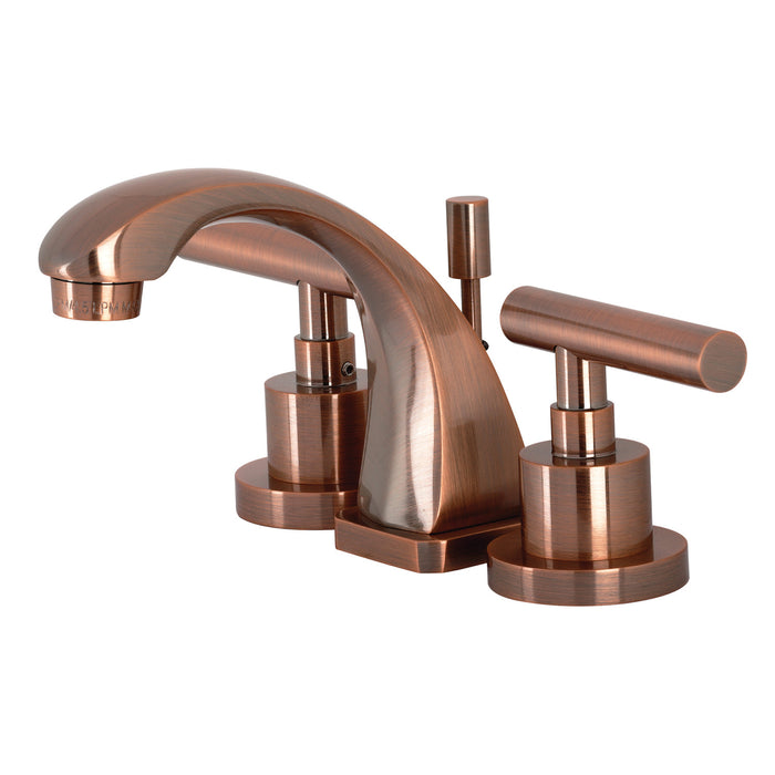 Manhattan KS494CMLAC Two-Handle 3-Hole Deck Mount Widespread Bathroom Faucet with Brass Pop-Up Drain, Antique Copper