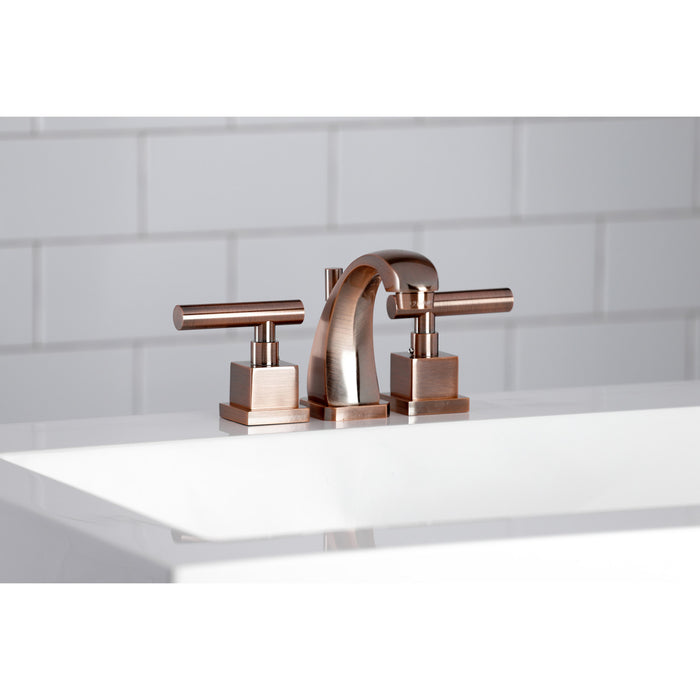 Claremont KS494CQLAC Two-Handle 3-Hole Deck Mount Widespread Bathroom Faucet with Brass Pop-Up Drain, Antique Copper