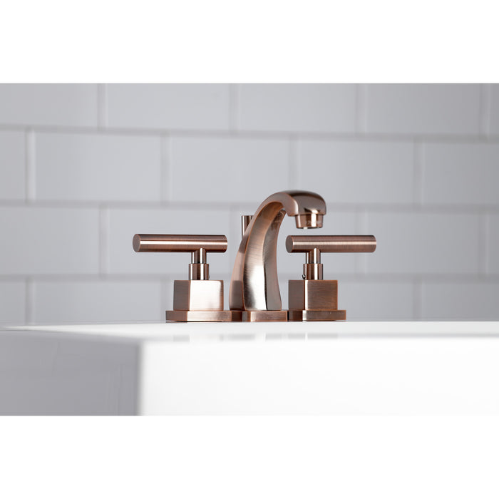 Claremont KS494CQLAC Two-Handle 3-Hole Deck Mount Widespread Bathroom Faucet with Brass Pop-Up Drain, Antique Copper