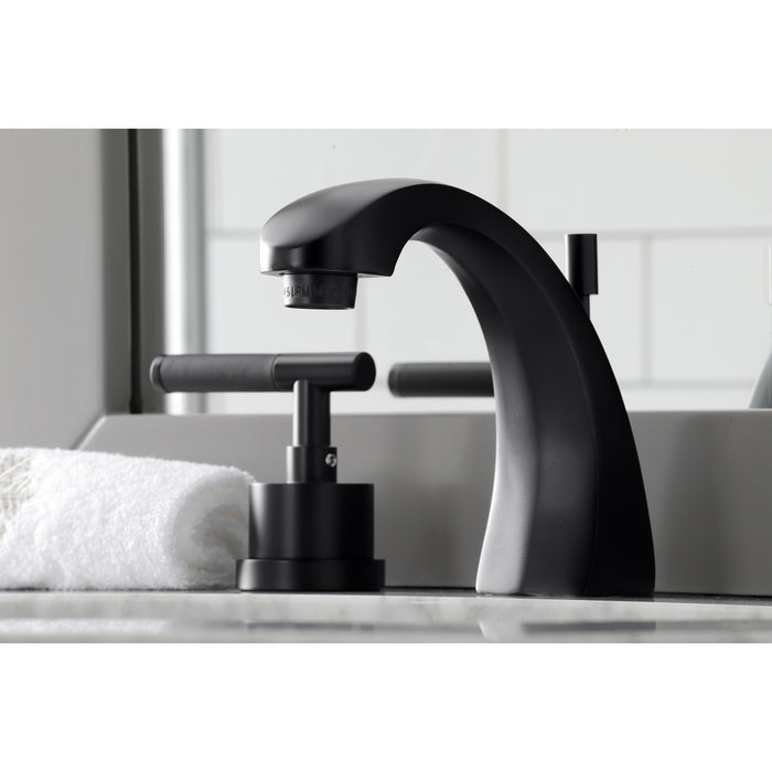 Kaiser KS4980CKL Two-Handle 3-Hole Deck Mount Widespread Bathroom Faucet with Brass Pop-Up Drain, Matte Black