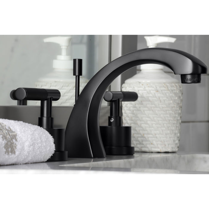 Kaiser KS4980CKL Two-Handle 3-Hole Deck Mount Widespread Bathroom Faucet with Brass Pop-Up Drain, Matte Black