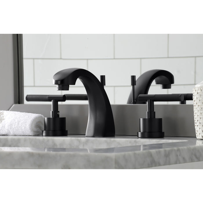 Kaiser KS4980CKL Two-Handle 3-Hole Deck Mount Widespread Bathroom Faucet with Brass Pop-Up Drain, Matte Black