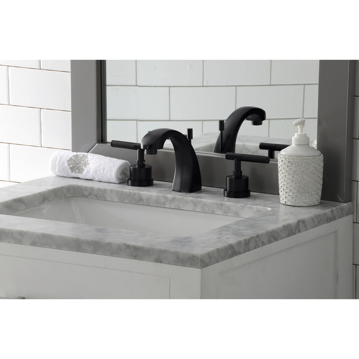 Kaiser KS4980CKL Two-Handle 3-Hole Deck Mount Widespread Bathroom Faucet with Brass Pop-Up Drain, Matte Black