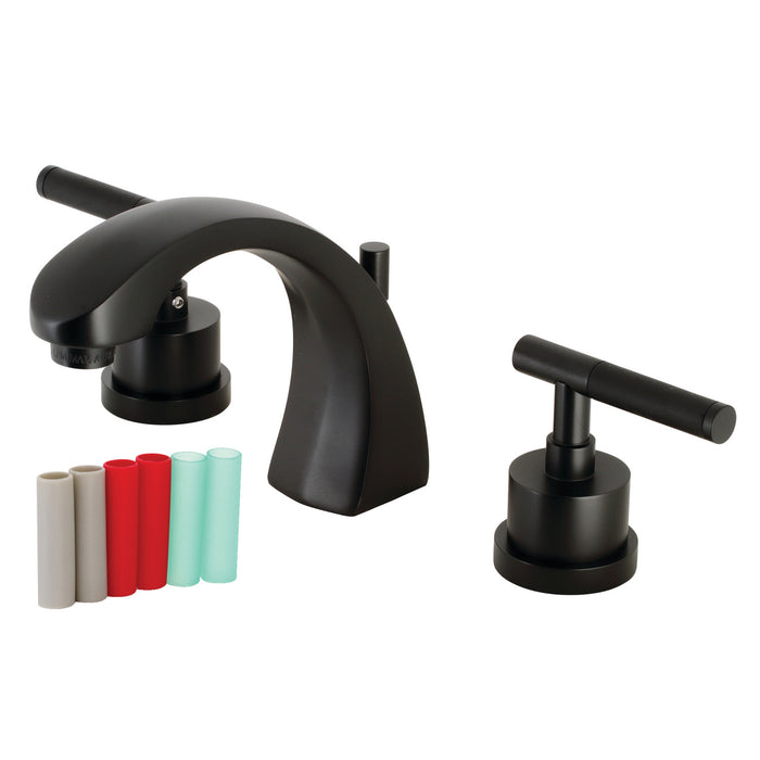 Kaiser KS4980CKL Two-Handle 3-Hole Deck Mount Widespread Bathroom Faucet with Brass Pop-Up Drain, Matte Black