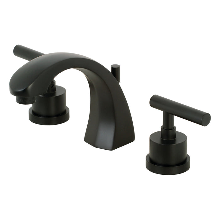 Manhattan KS4980CML Two-Handle 3-Hole Deck Mount Widespread Bathroom Faucet with Brass Pop-Up Drain, Matte Black