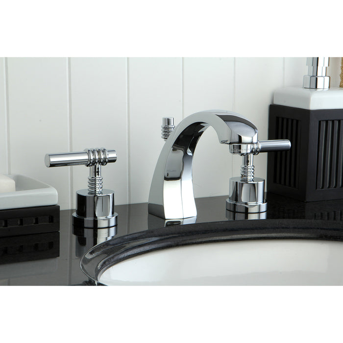 Milano KS4981ML Two-Handle 3-Hole Deck Mount Widespread Bathroom Faucet with Brass Pop-Up Drain, Polished Chrome