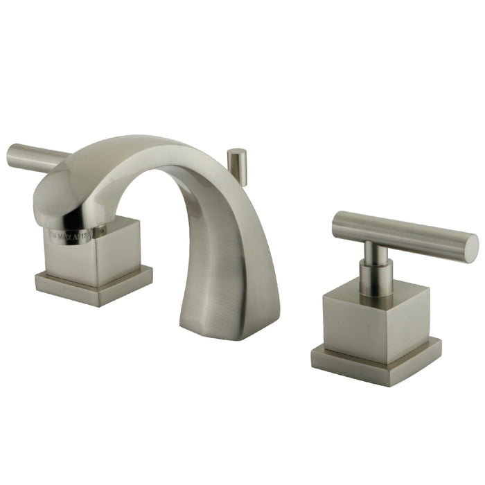 Claremont KS4988CQL Two-Handle 3-Hole Deck Mount Widespread Bathroom Faucet with Brass Pop-Up Drain, Brushed Nickel