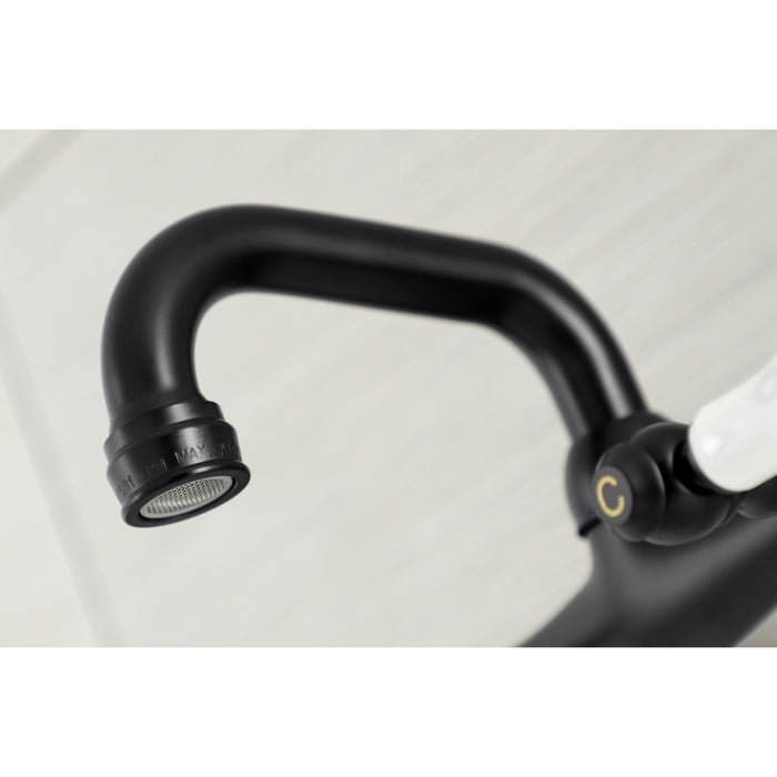 Kingston KS512MB Two-Handle 2-Hole Wall Mount Bar Faucet, Matte Black