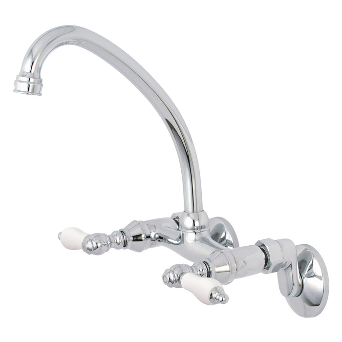 Kingston KS514C Two-Handle 2-Hole Wall Mount Kitchen Faucet, Polished Chrome