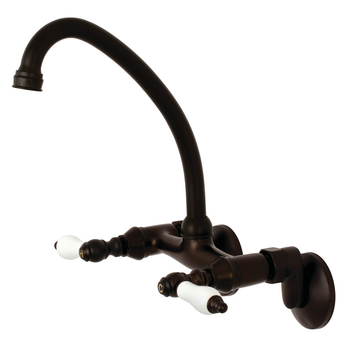 Kingston KS514ORB Two-Handle 2-Hole Wall Mount Kitchen Faucet, Oil Rubbed Bronze