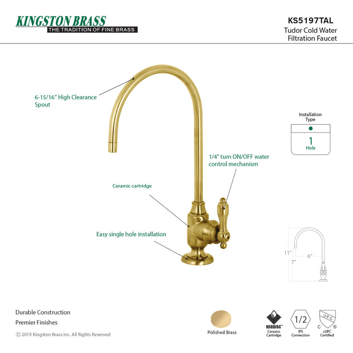 Tudor KS5197TAL Single-Handle 1-Hole Deck Mount Water Filtration Faucet, Brushed Brass