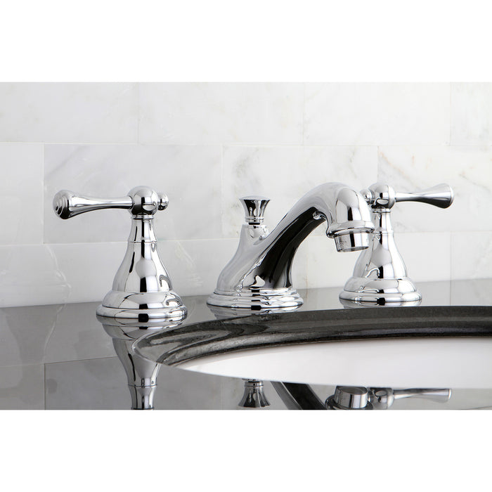 KS5561BL Two-Handle 3-Hole Deck Mount Widespread Bathroom Faucet with Brass Pop-Up Drain, Polished Chrome