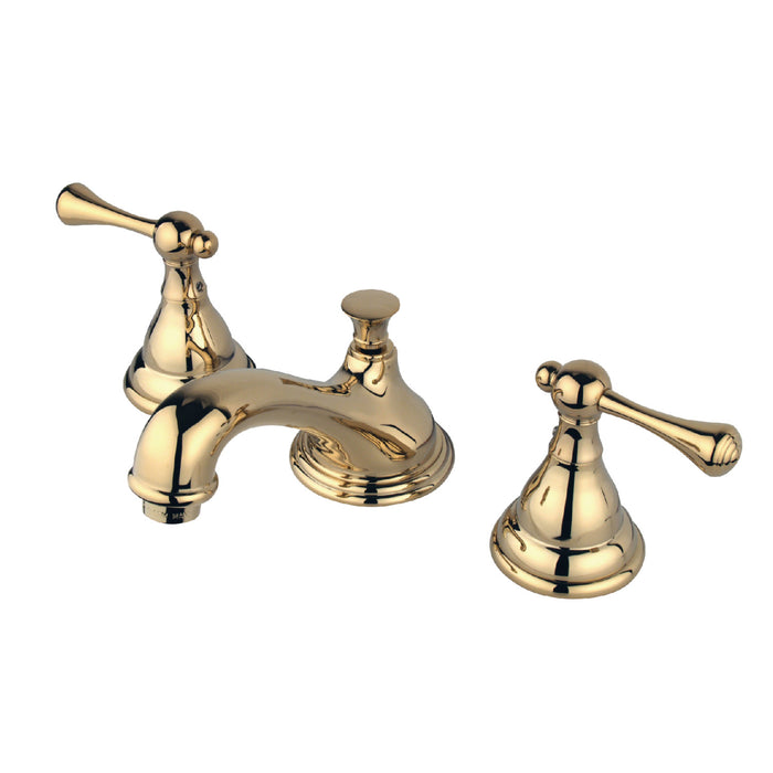 KS5562BL Two-Handle 3-Hole Deck Mount Widespread Bathroom Faucet with Brass Pop-Up Drain, Polished Brass