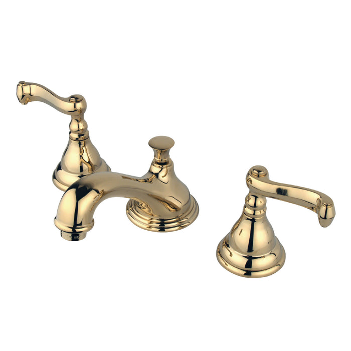 Royale KS5562FL Two-Handle 3-Hole Deck Mount Widespread Bathroom Faucet with Brass Pop-Up Drain, Polished Brass