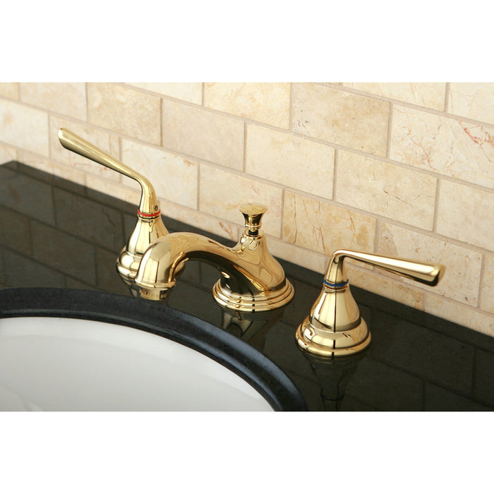 Silver Sage KS5562ZL Two-Handle 3-Hole Deck Mount Widespread Bathroom Faucet with Brass Pop-Up Drain, Polished Brass