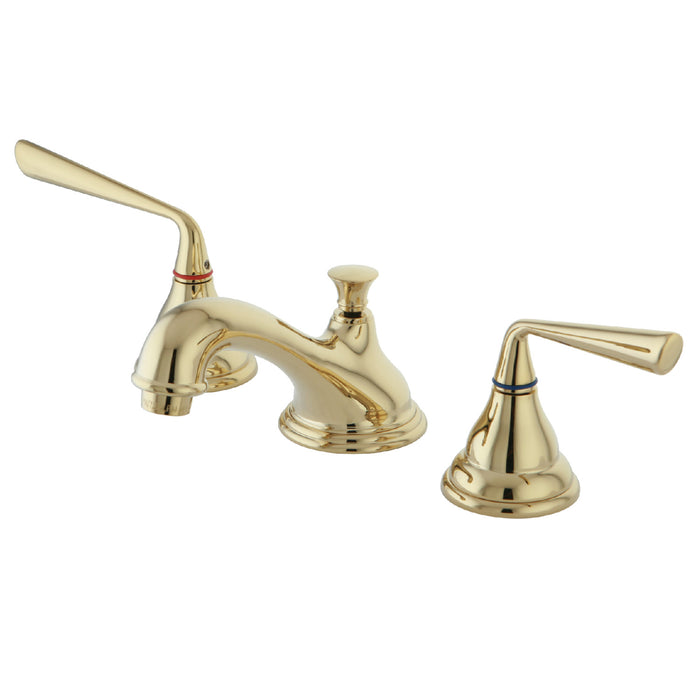 Silver Sage KS5562ZL Two-Handle 3-Hole Deck Mount Widespread Bathroom Faucet with Brass Pop-Up Drain, Polished Brass