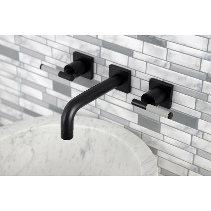 Kaiser KS6120CKL Double-Handle 3-Hole Wall Mount Bathroom Faucet, Matte Black