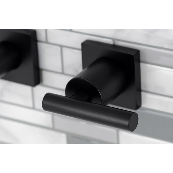 Manhattan KS6120CML Double-Handle 3-Hole Wall Mount Bathroom Faucet, Matte Black