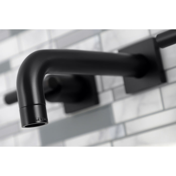 Manhattan KS6120CML Double-Handle 3-Hole Wall Mount Bathroom Faucet, Matte Black