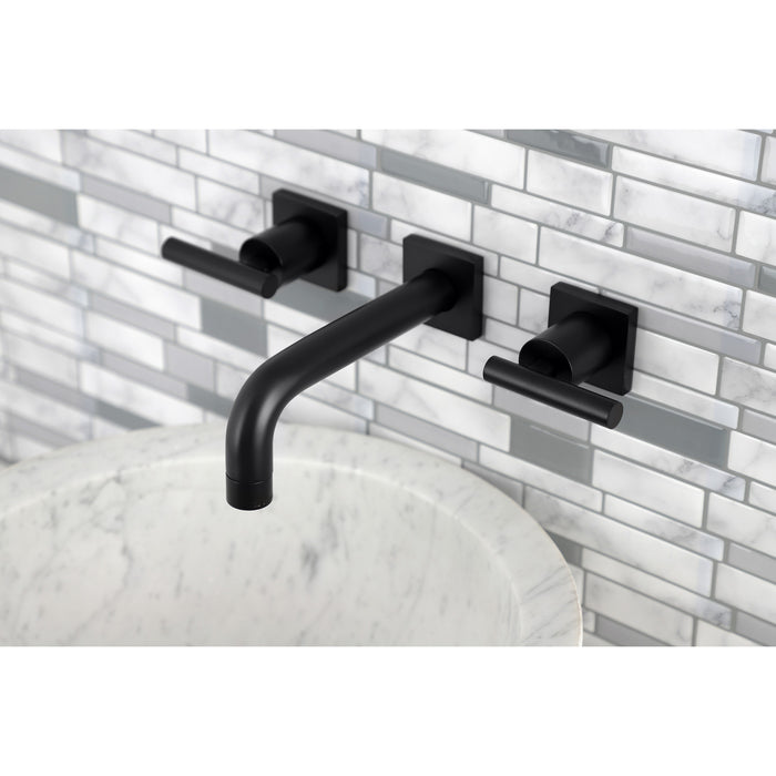 Manhattan KS6120CML Double-Handle 3-Hole Wall Mount Bathroom Faucet, Matte Black