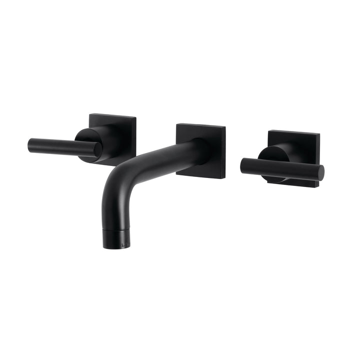 Manhattan KS6120CML Double-Handle 3-Hole Wall Mount Bathroom Faucet, Matte Black