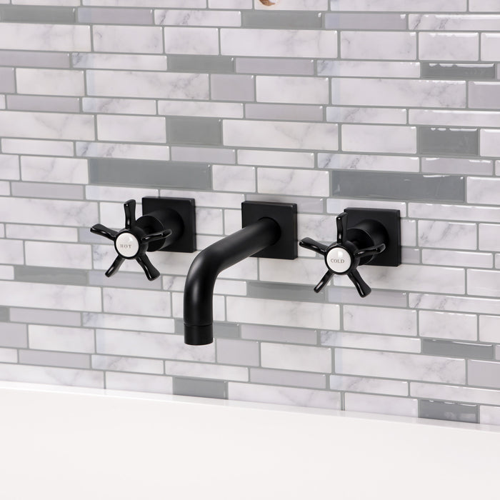 Hamilton KS6120NX Double-Handle 3-Hole Wall Mount Bathroom Faucet, Matte Black