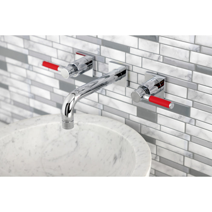 Kaiser KS6121DKL Double-Handle 3-Hole Wall Mount Bathroom Faucet, Polished Chrome