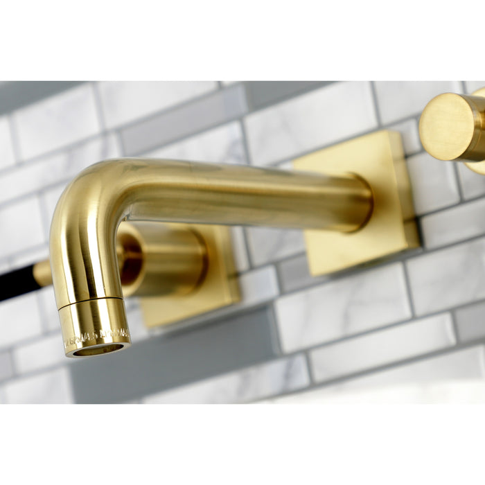 Kaiser KS6127DKL Double-Handle 3-Hole Wall Mount Bathroom Faucet, Brushed Brass