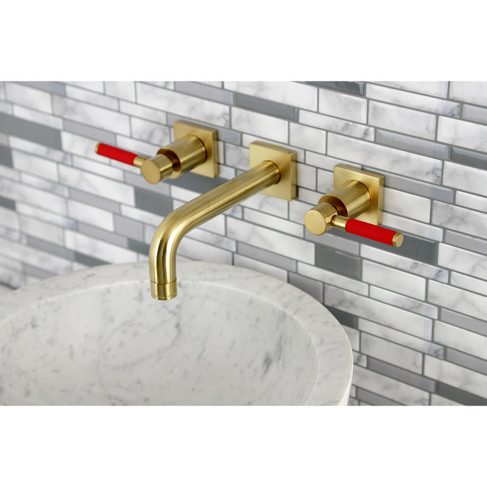 Kaiser KS6127DKL Double-Handle 3-Hole Wall Mount Bathroom Faucet, Brushed Brass