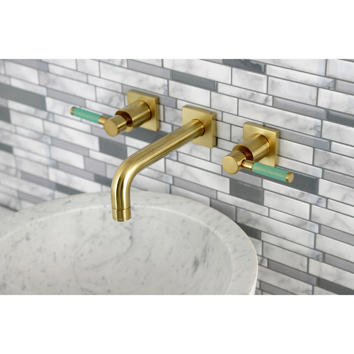 Kaiser KS6127DKL Double-Handle 3-Hole Wall Mount Bathroom Faucet, Brushed Brass