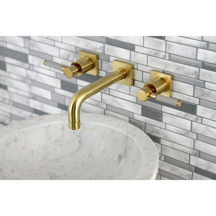 Kaiser KS6127DKL Double-Handle 3-Hole Wall Mount Bathroom Faucet, Brushed Brass