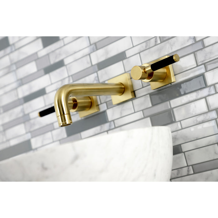 Kaiser KS6127DKL Double-Handle 3-Hole Wall Mount Bathroom Faucet, Brushed Brass